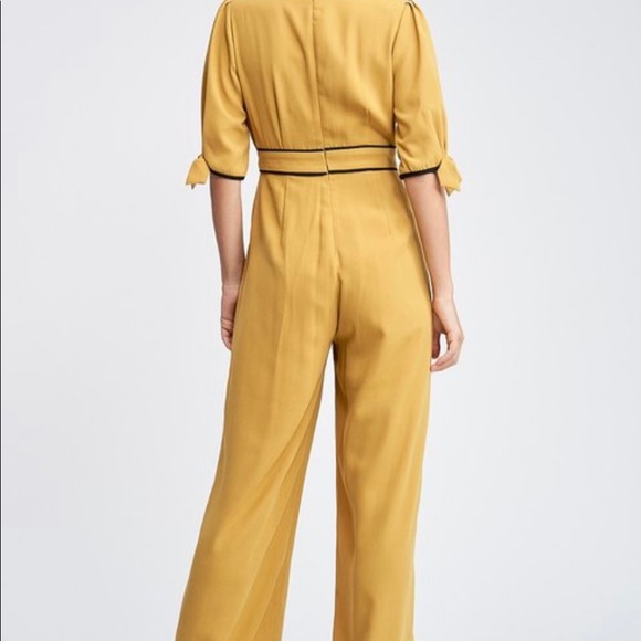 New Mustard Short sleeve Jumpsuit Pants Business - Picture 3 of 4